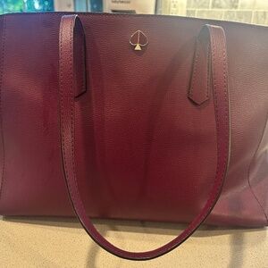 Kate Spade Large Leather Work Tote in Merlot